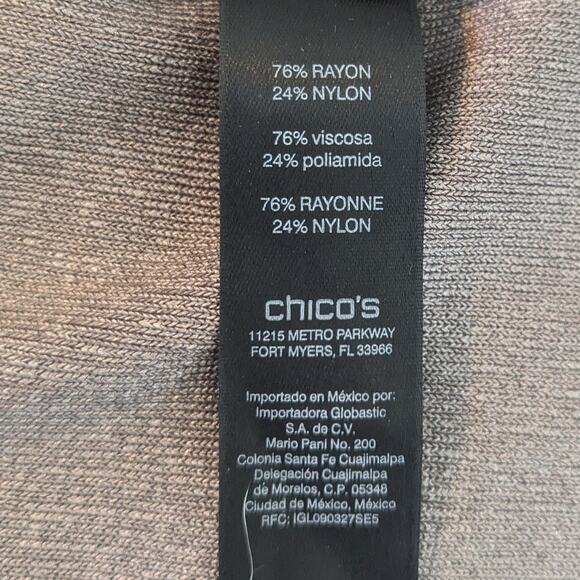 Chicos Black Label Gray Taupe Shimmer Long Open Cardigan Size Extra Small XS - Picture 9 of 11